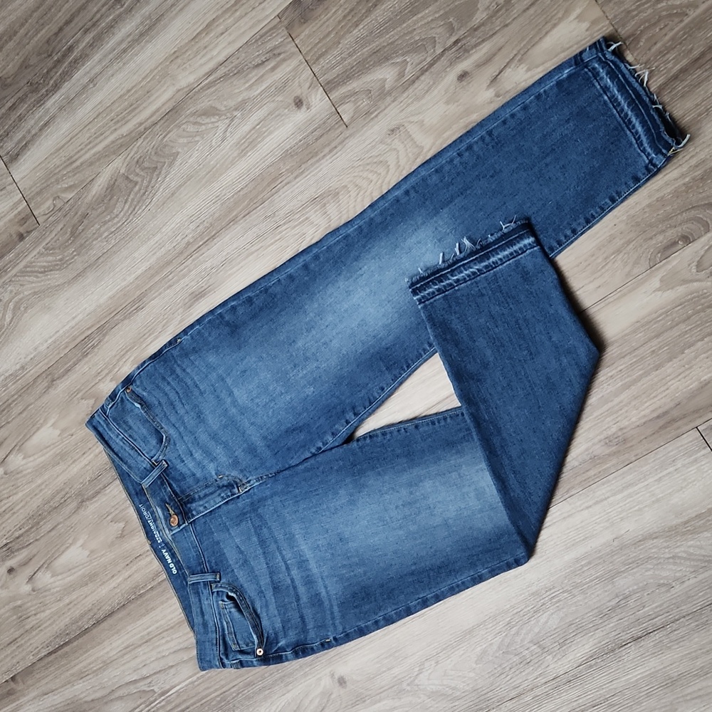 ❤️ Old NAVY Distressed Denim Mid-Rise Straight Leg Ankle Blue Jeans Women's 6